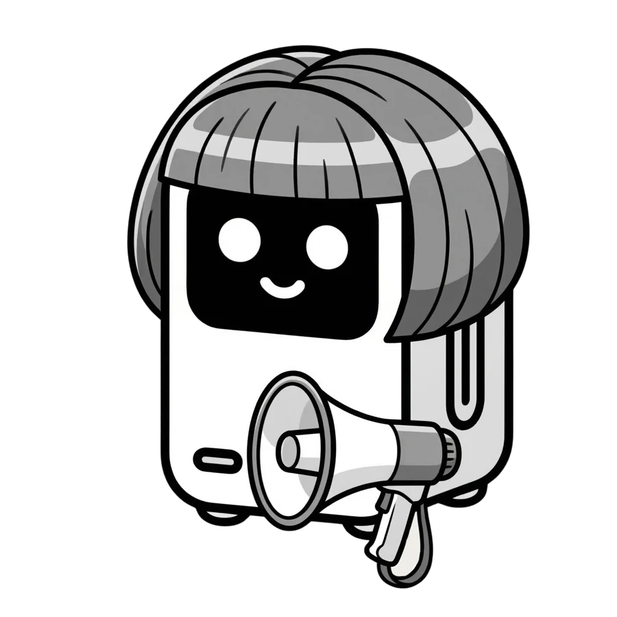 Alex, the demand generation robot, holding a megaphone