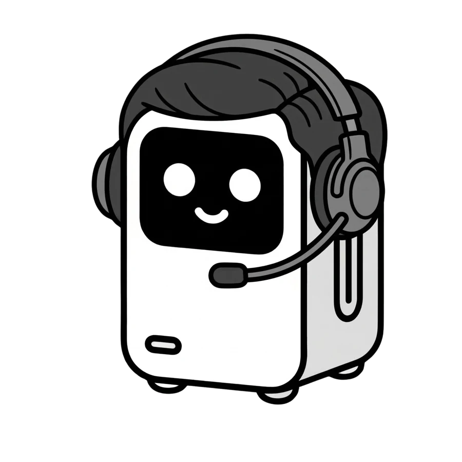 Glen, the meetings engine robot, wearing a headset